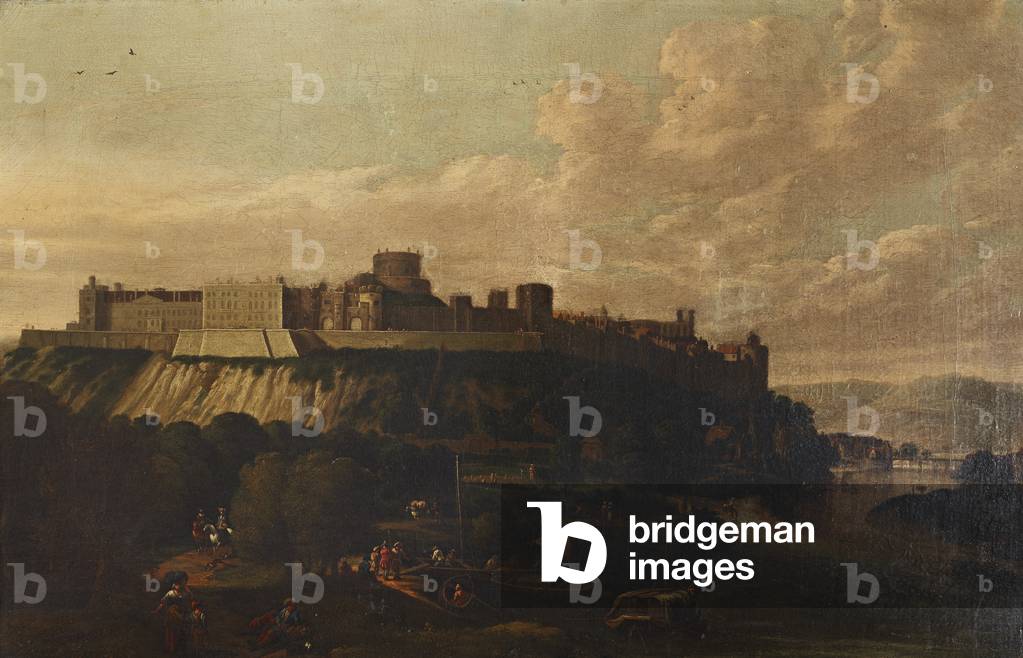 Bild von Gemälde "Ansicht von Windsor Castle von Norden" 1601 von Johannes Vorsterman, b/w