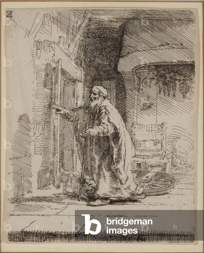 Immagine di Incisione "La cecità di Tobia: La lastra più grande", 1651 di Rembrandt Harmensz. van Rijn, b/w