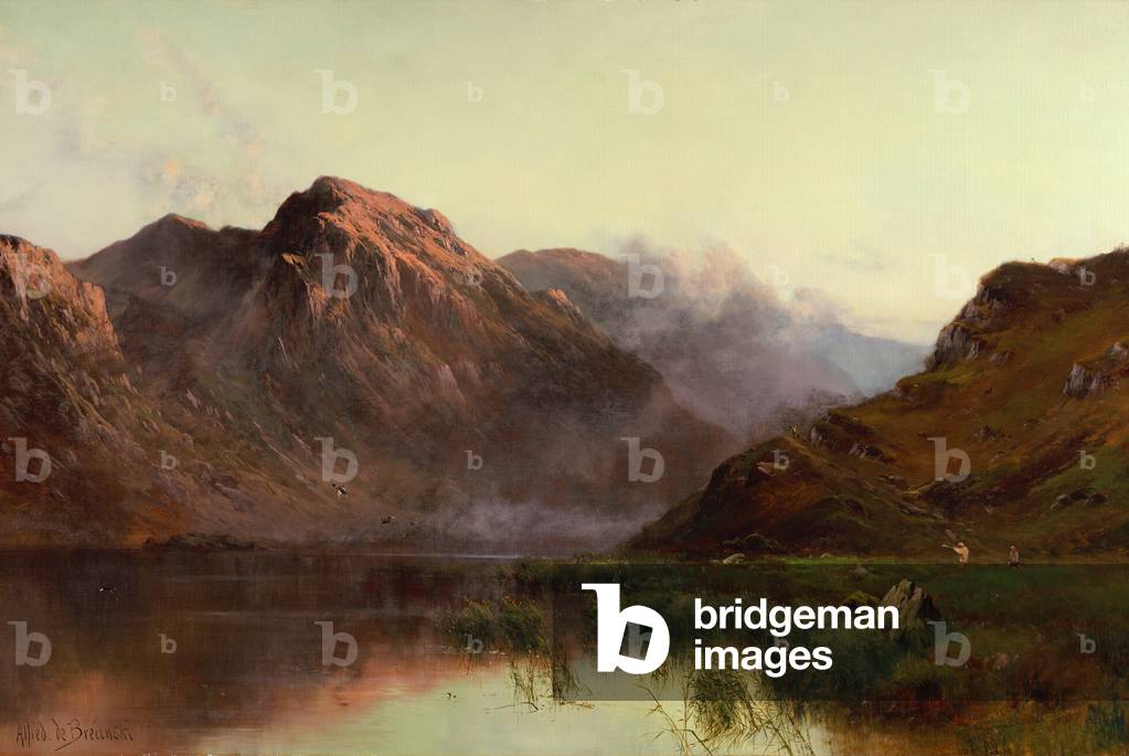 La caccia agli uccelli selvatici Llyn Crafnaut (olio su tela)