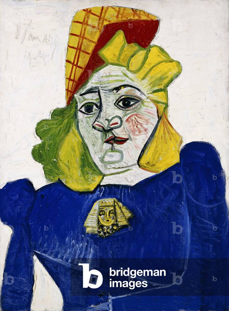 Bild von Gemälde "frau mit einem sphinx-förmigen brosche", 1944 von Pablo Picasso
