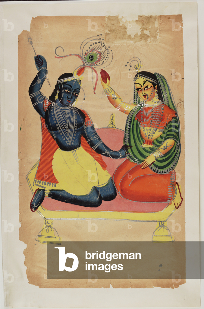 Immagine di Disegno "Krishna e la sua amante Radha seduti faccia a faccia" 1875