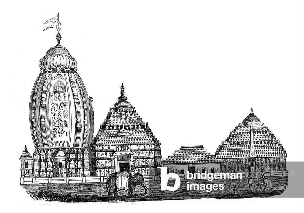 "Das Idol Juggernaut bei Puri in Orissa" 1850, b/w