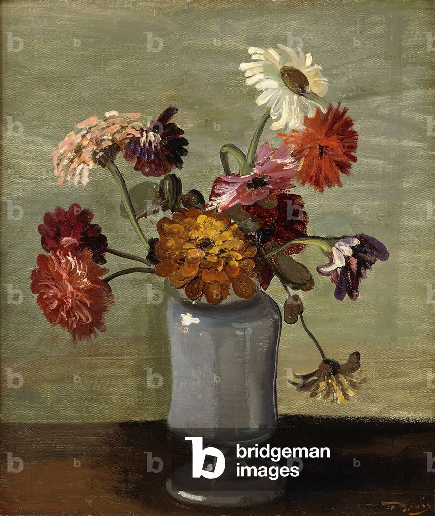 Flowers in a Vase (oil on canvas)