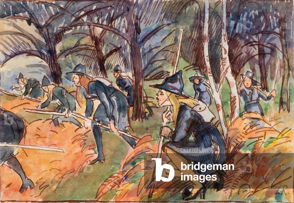 "Girl Scouts (w/c & Tinte auf Papier)" von Ludovic-Rodolphe Pissarro
