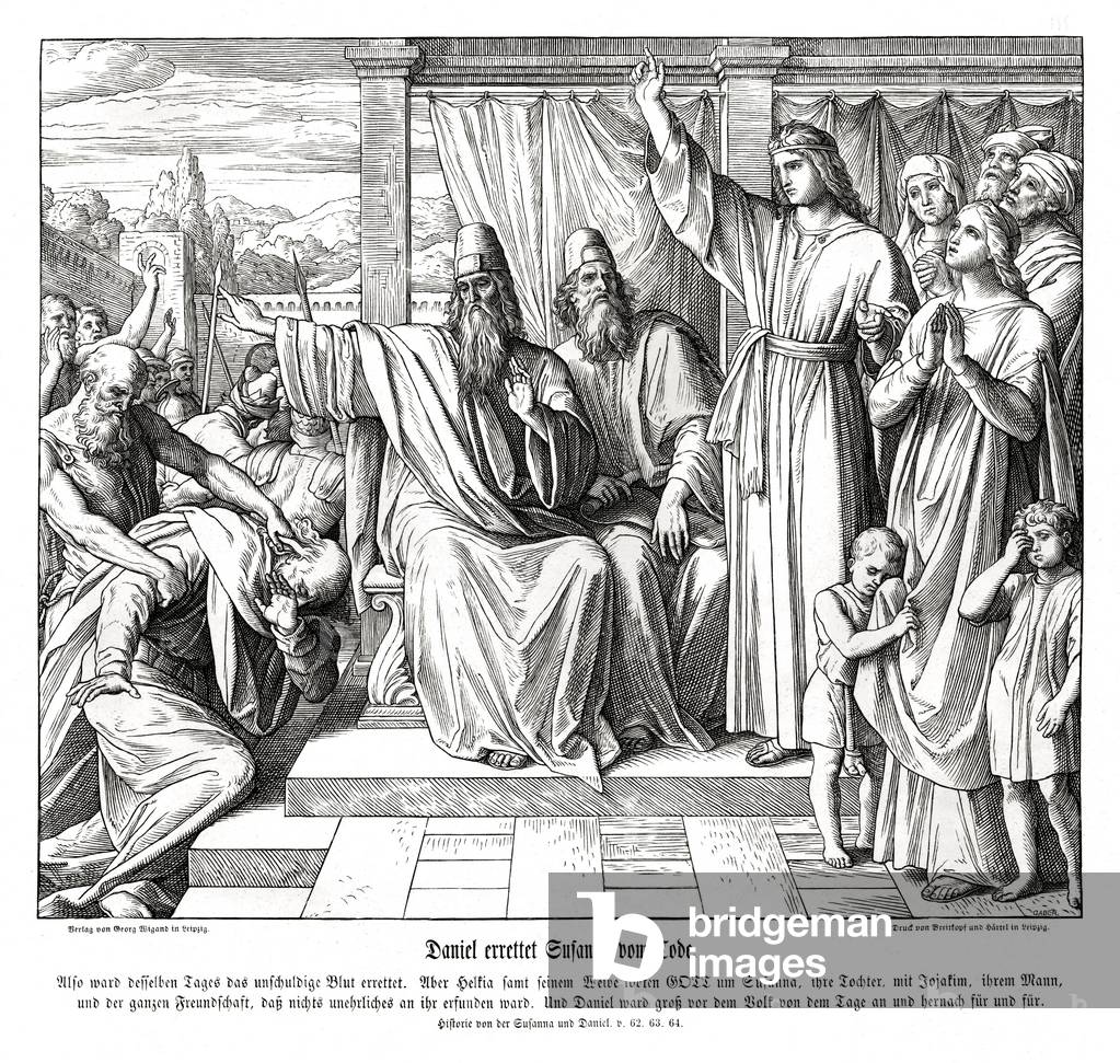 "Daniel risparmia la vita di Susanna" di Julius Schnorr von Carolsfeld, b/w