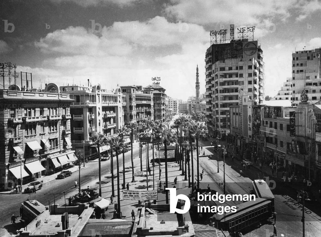 Image of Photography depicting The city center of Cairo (b/w photo), b/w