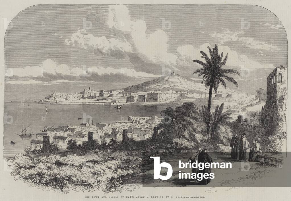 Die Stadt und das Schloss von Gaeta (Gravur)