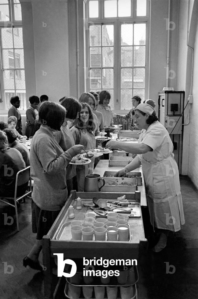 Image of School Dinners. General scenes of school dinner. Ladies