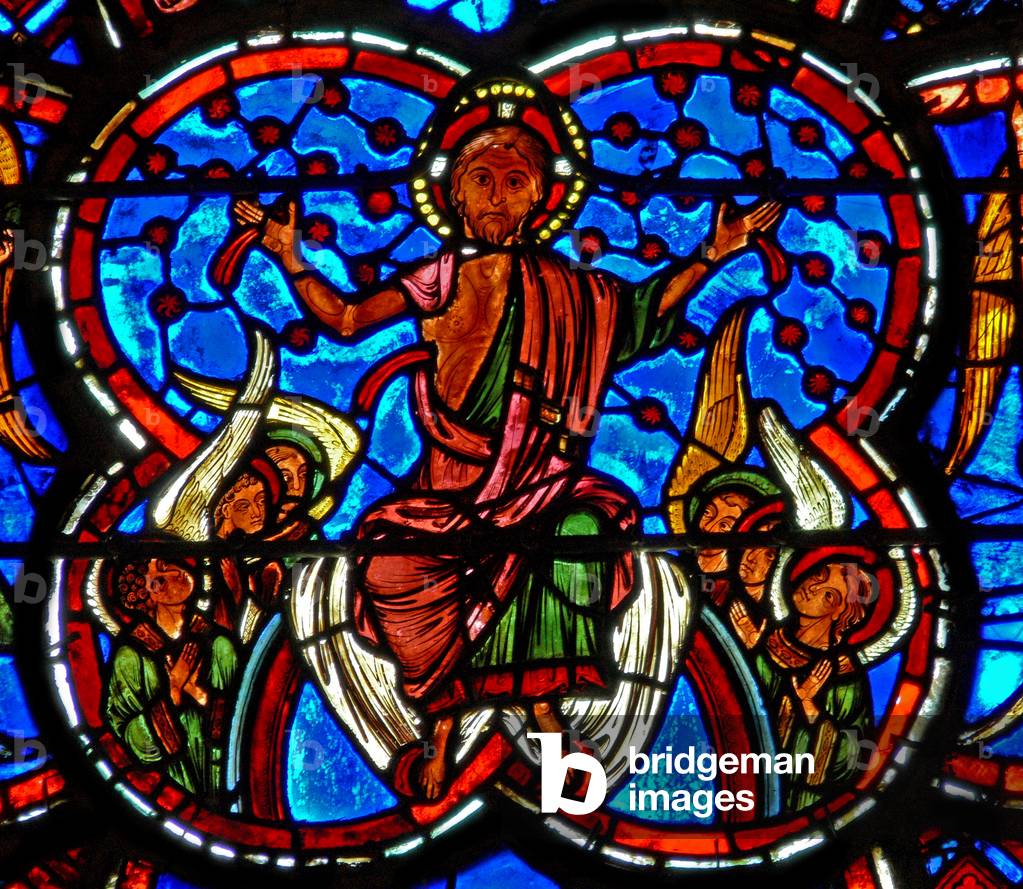 Window w4 depicting Christ at the Last Judgement (stained glass) by French Artist