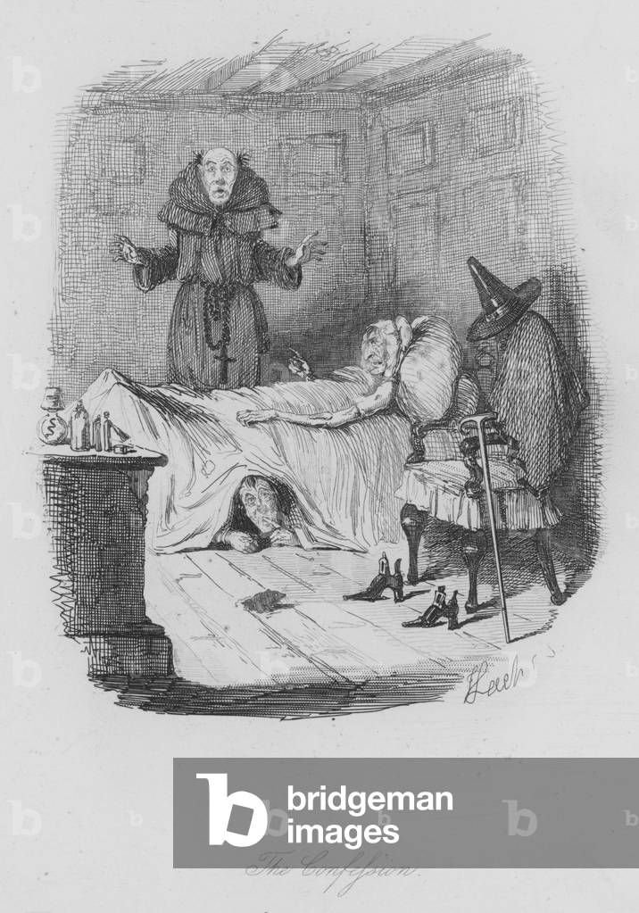 The Confession (engraving) by John Leech, b/w