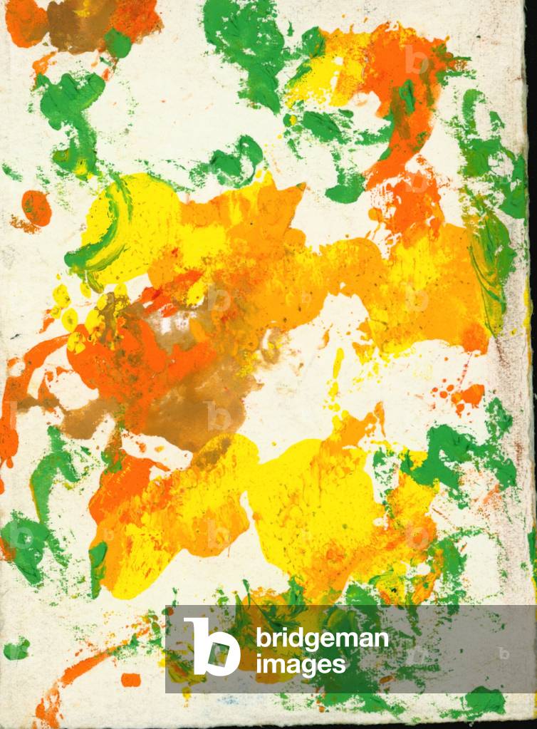 Astratto in giallo, arancio e verde, c.1942 (olio su carta)