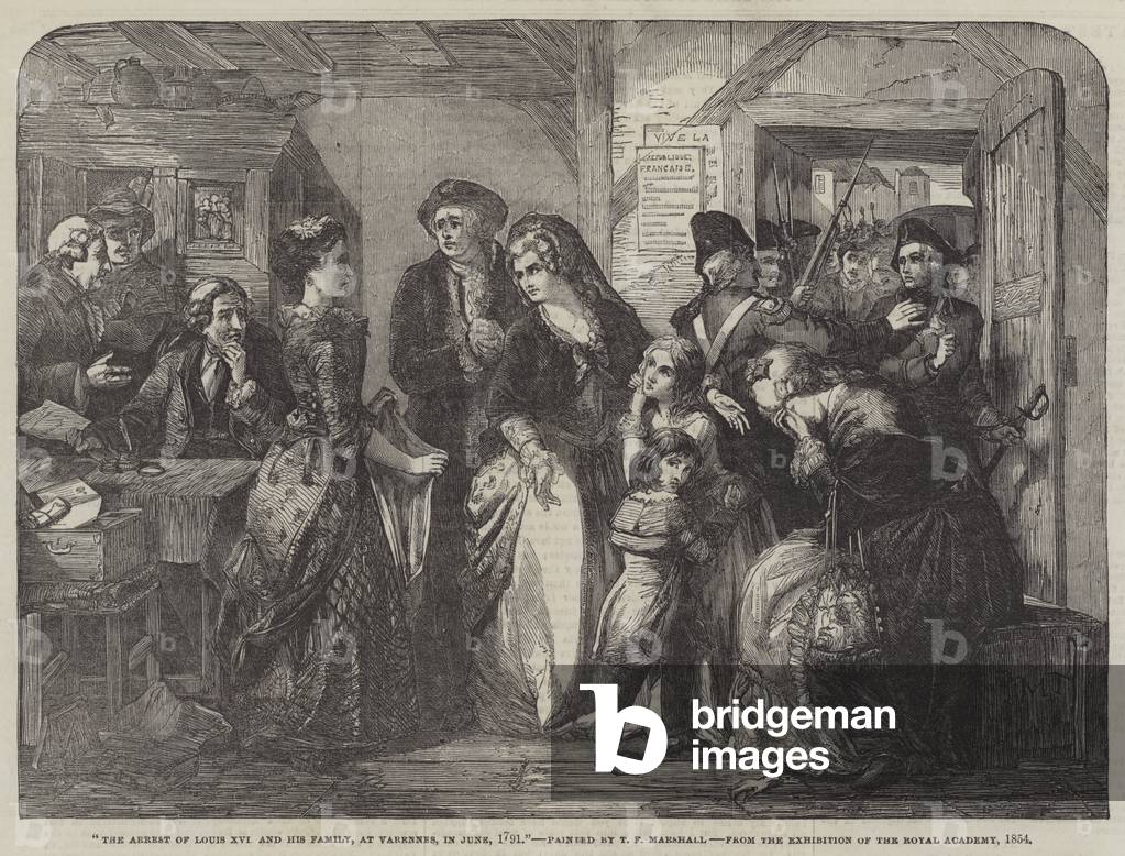 "L'arresto di Luigi XVI e la sua famiglia" 1854 di Thomas Falcon Marshall, b/w