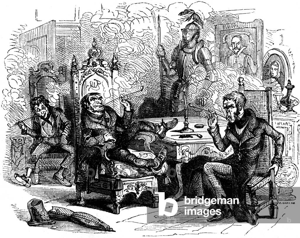 Image de Livre représentant “Old Curiosity Shop” de Charles Dickens 1801 par Hablot Knight Browne, b/w