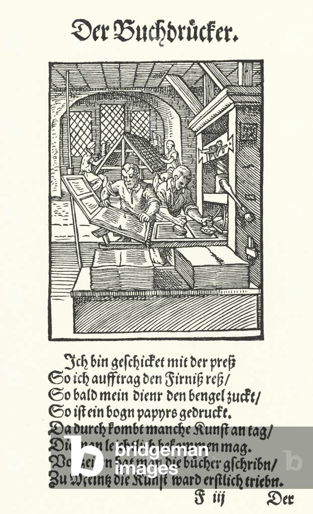 Immagine di Incisione "La Stampante Libro (incisione)" di Jost Amman, b/w