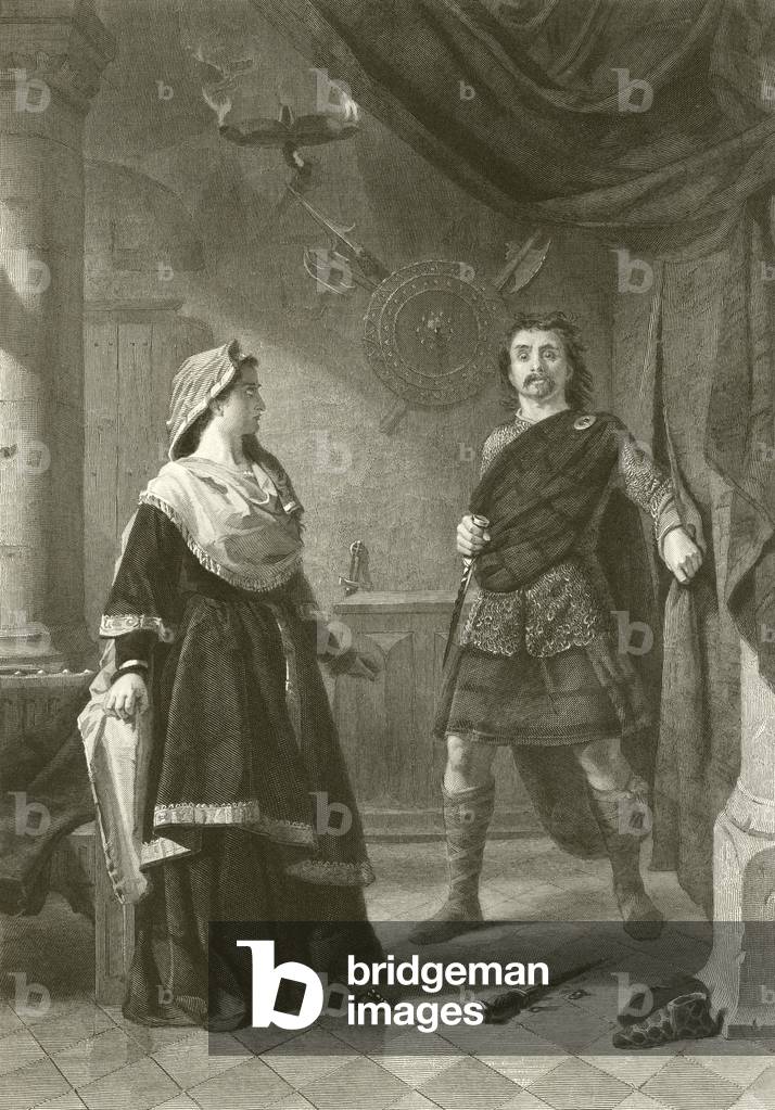 Macbeth (gravure) par Alexander Johnston, b/w