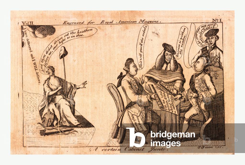 A Certain Cabinet Junto En Sanguine Engraving 1775 King George III 