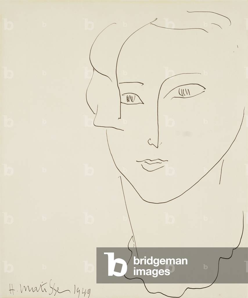 Tete de Femme, 1949 (penna e inchiostro d'india su carta)