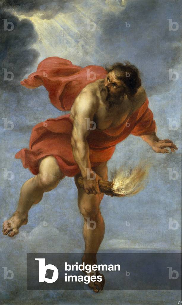 Image of Prometheus carrying fire, 1637 (oil on canvas) by Cossiers ...