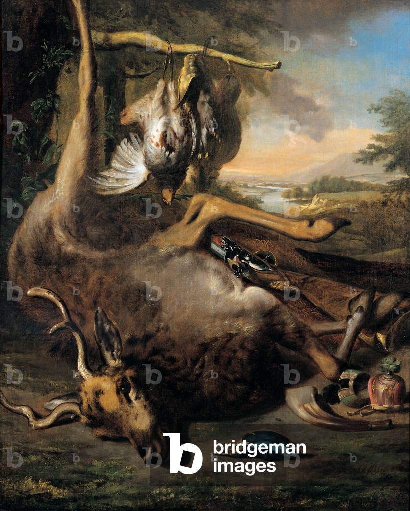 Hunting still life with dead game, 1706 (oil on canvas)