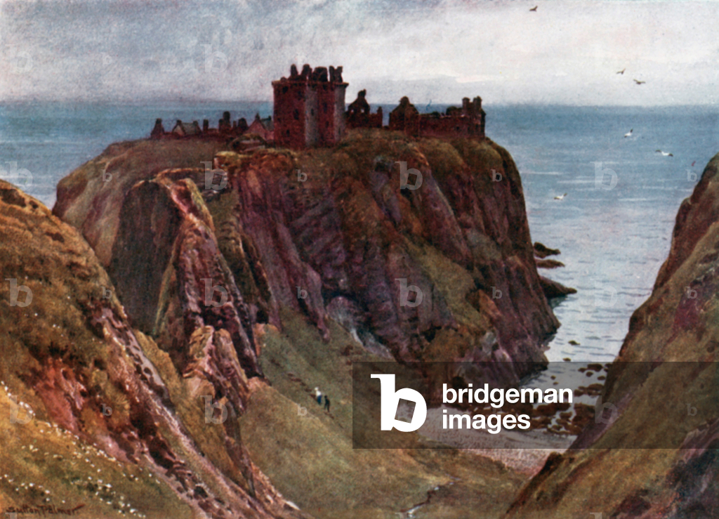 Dunnottar Castle, Kincardineshire (colour litho)