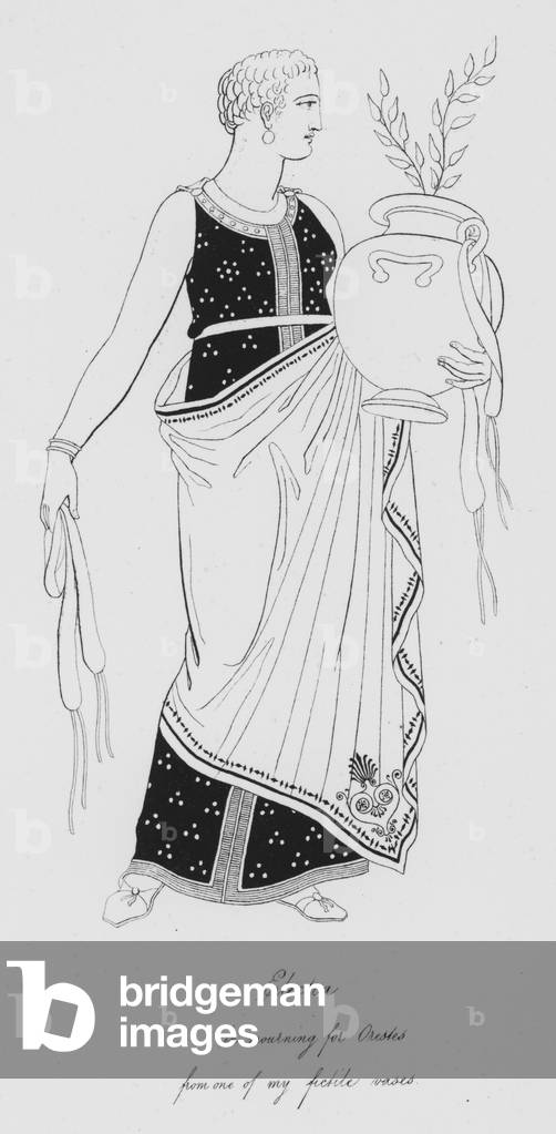 Electra in mourning for Orestes by English Artist, b/w