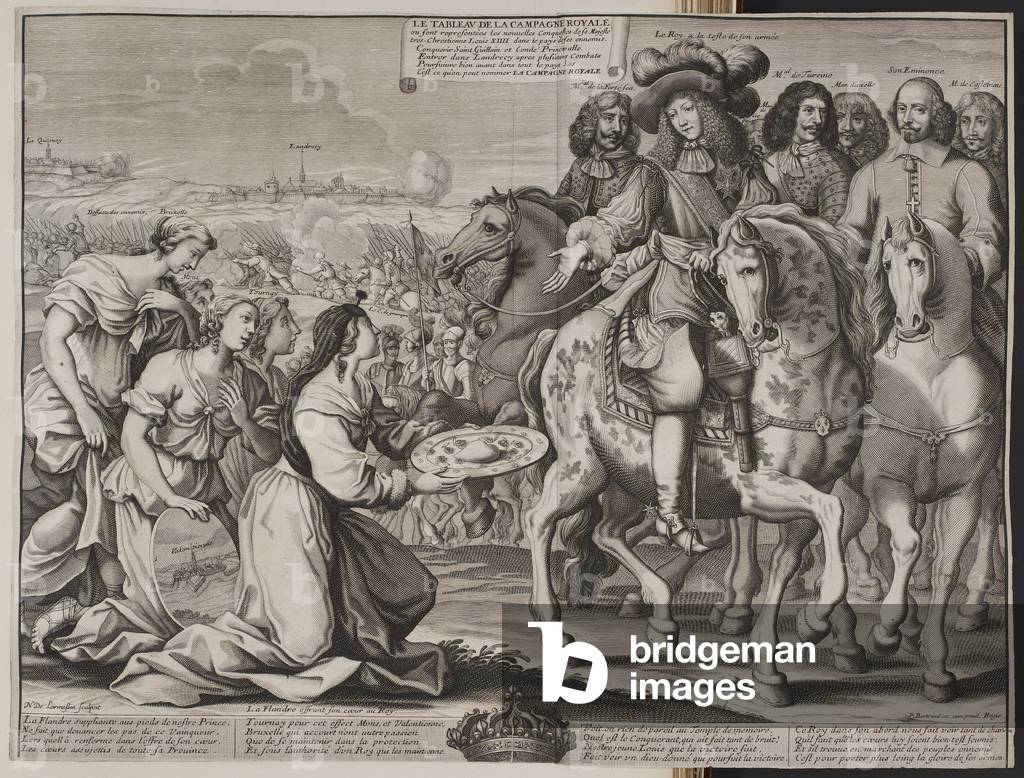 A woman offering food to Charles V, b/w