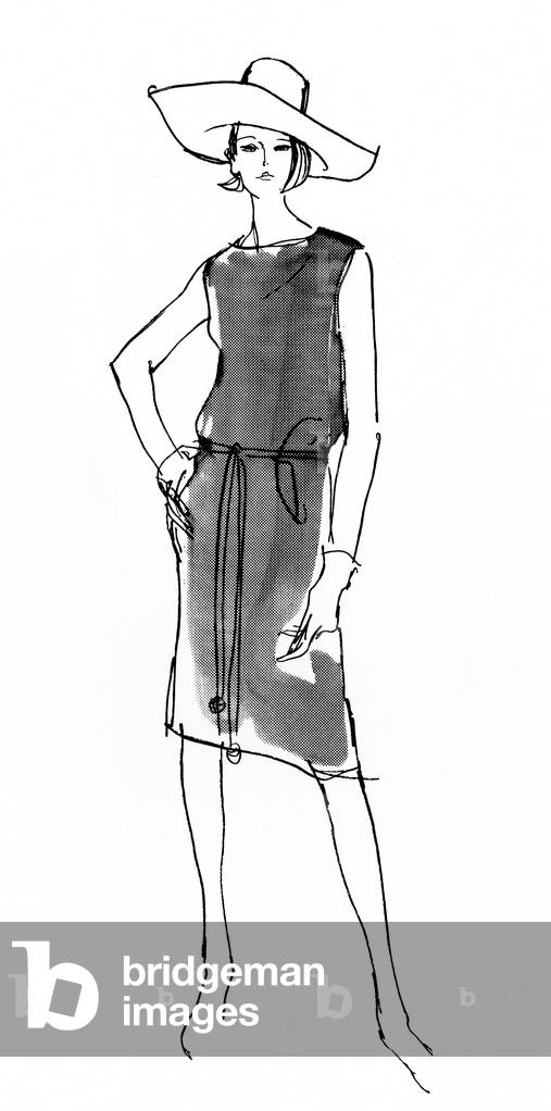 Disegno di moda, 1965 (penna e inchiostro su carta)