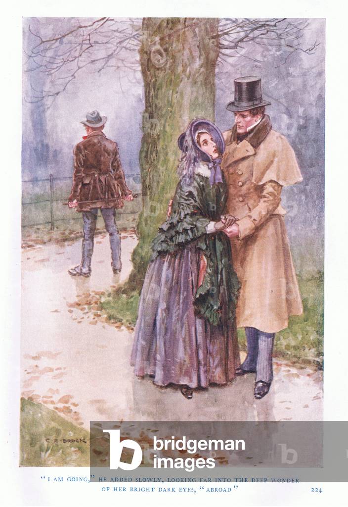 “Ich gehe”, sagte er langsam und blickte weit in das tiefe Wunder ihrer hellen dunklen Augen, “im Ausland”. (F