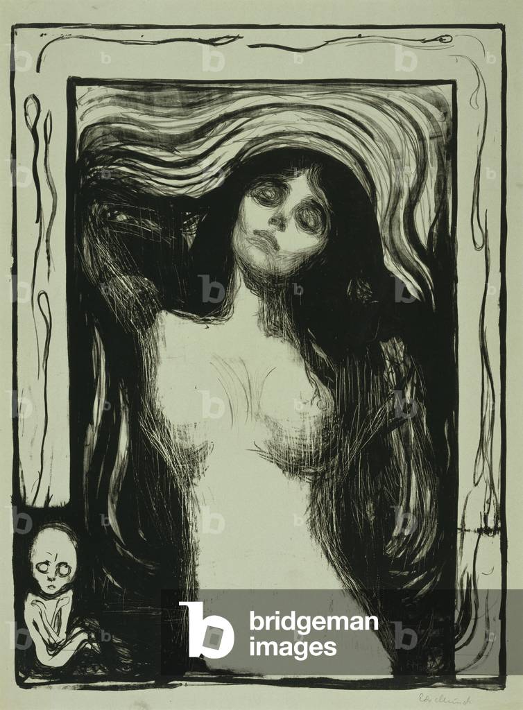 Image de Estampe représentant Madonna, 1895-1902 par Edvard Munch, b/w