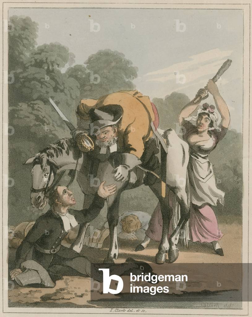 "Illustrazione da Hudibras di Samuel Butler (color lito)" di I Clark