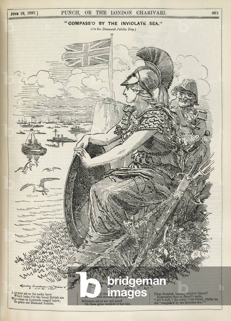 "Bussola vicino al mare inviolato. (nel Giorno del Giubileo dei Diamanti). Britannia guardando la flotta brita