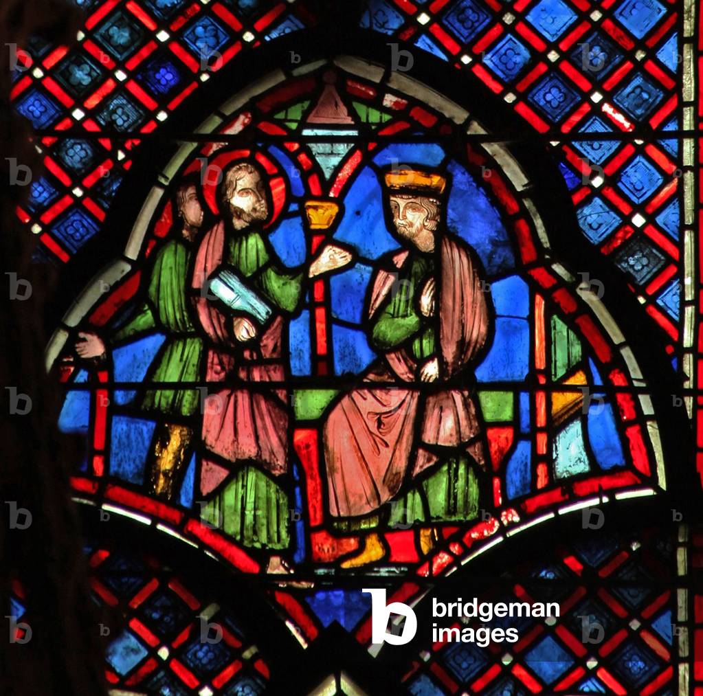 Window w9L  St John the Baptist: accuses Herod (stained glass) 1246-48 by French Artist