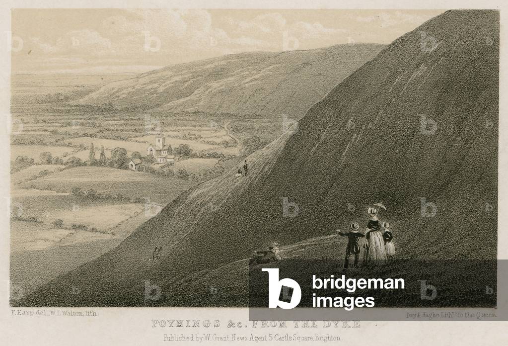 Poynings etc from the Dyke (engraving) by English Artist, b/w