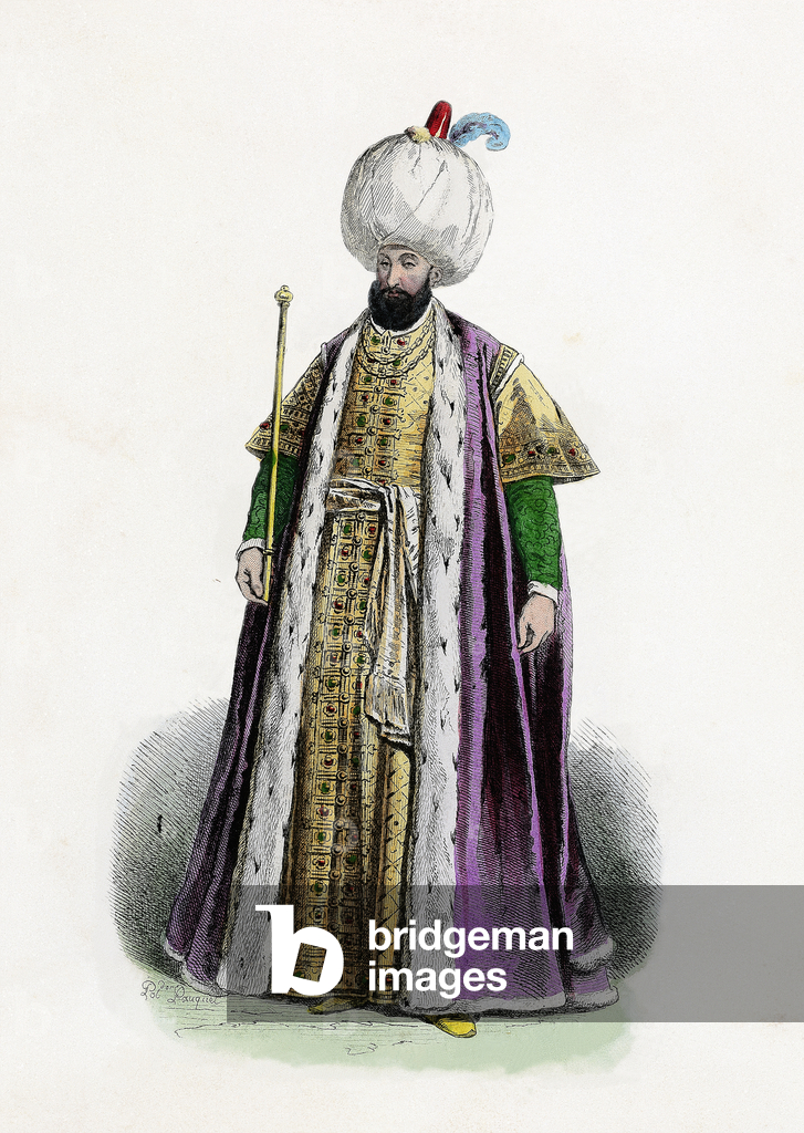 Image of Engraving depicting Selim II or Salim II. Ottoman Sultan