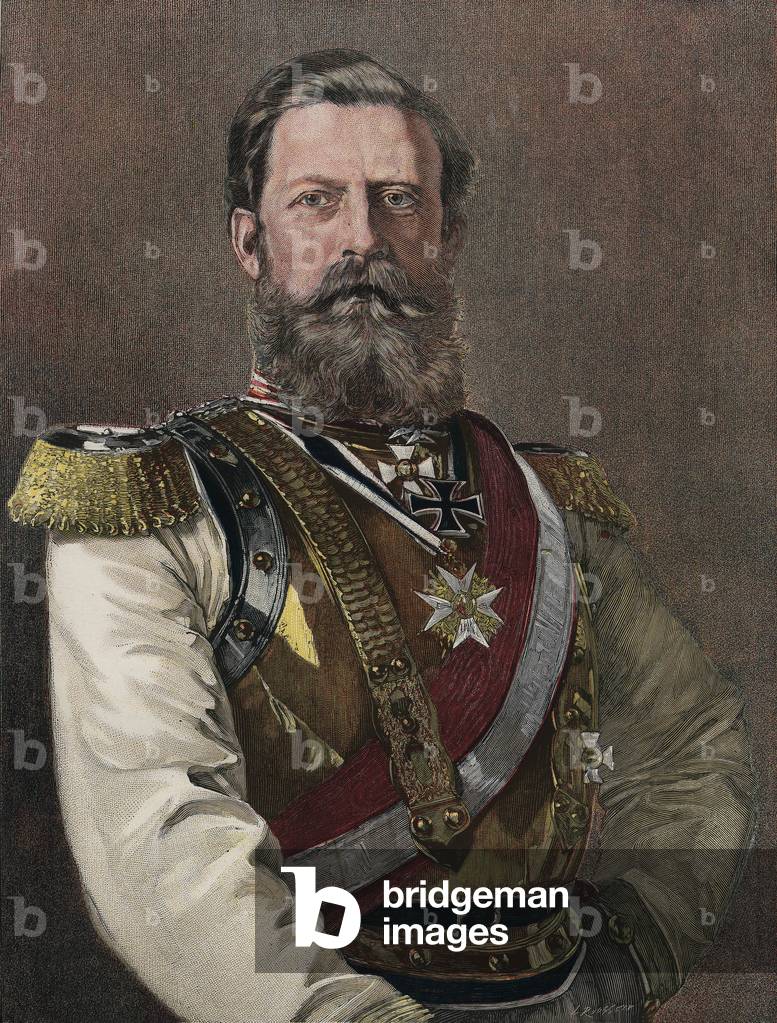 Federico III (1831-1888) re di Prussia e imperatore tedesco (Hohenzollern) nel periodo marzo-giugno 1888, illu
