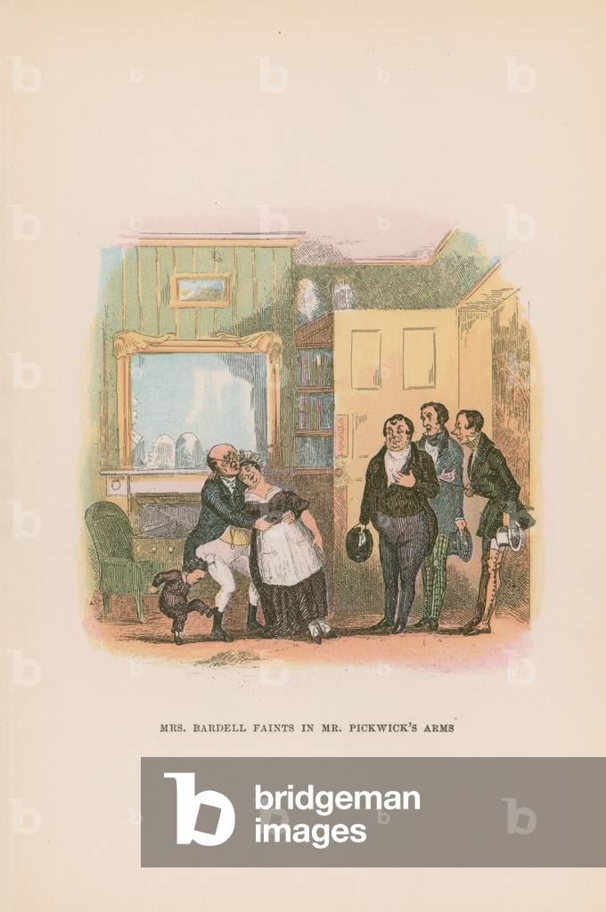 Illustration for Pickwick Papers (colour litho) by Hablot Knight Browne