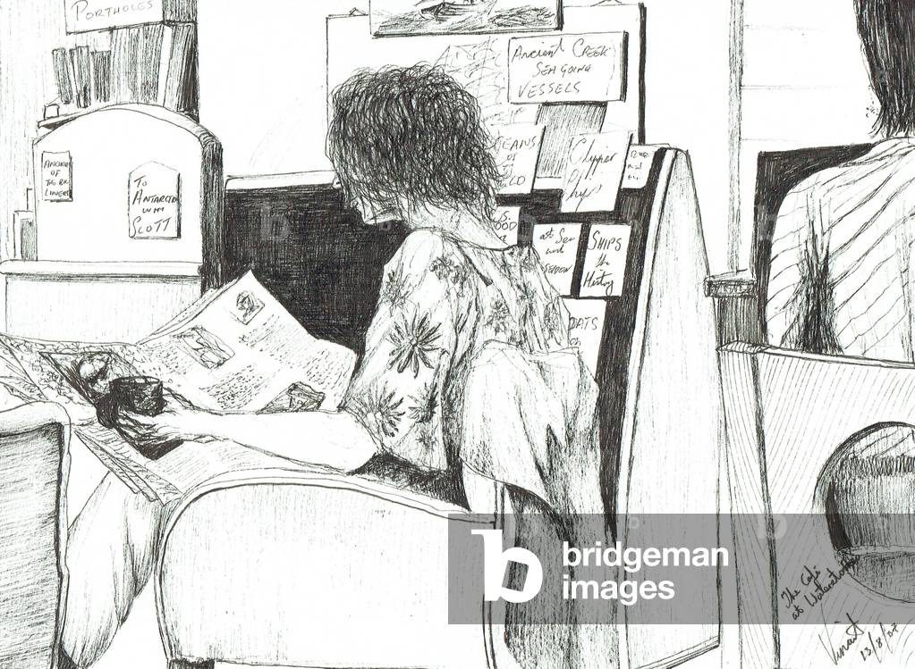 Immagine di Disegno "Reading at Waterstones book shop Manchester 2007 (inchiostro su carta)" 2007 di Vincent A