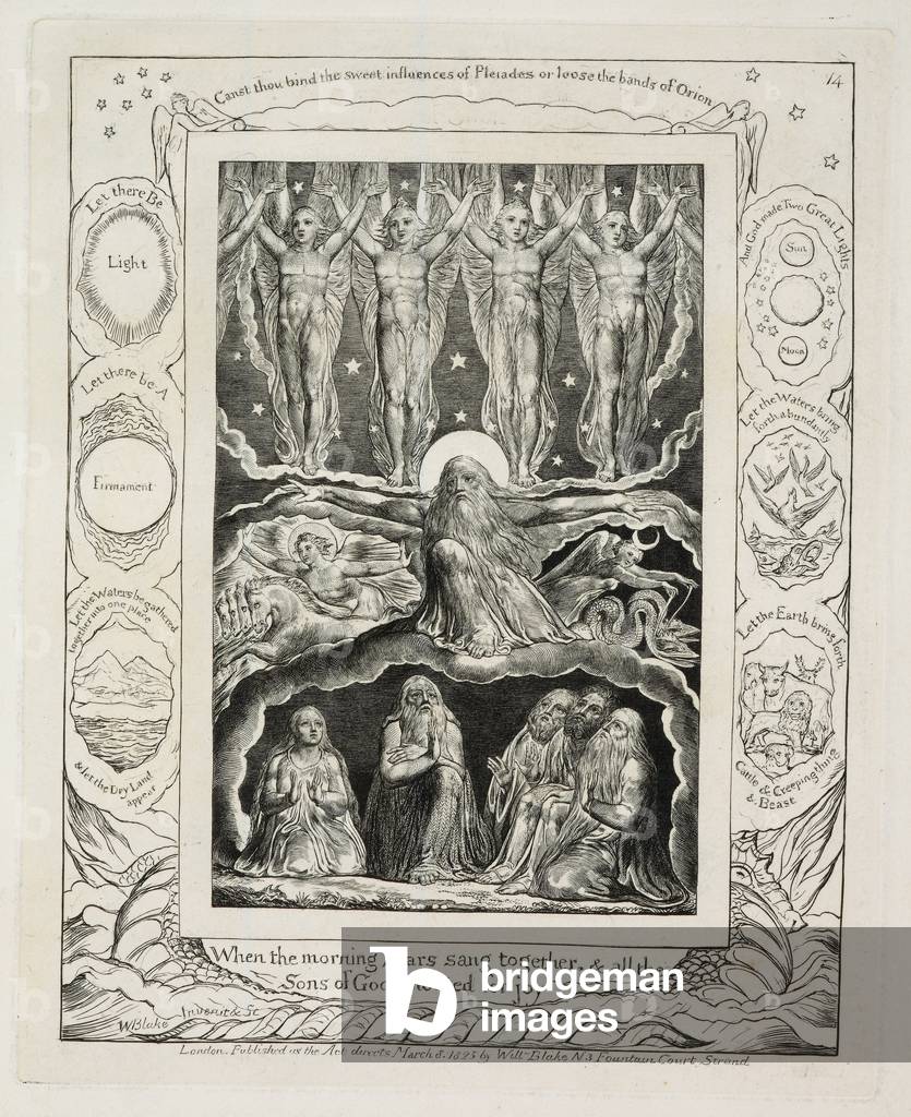 Illustrazioni del Libro di Giobbe: La Creazione, 1825 (incisione a linea su carta)