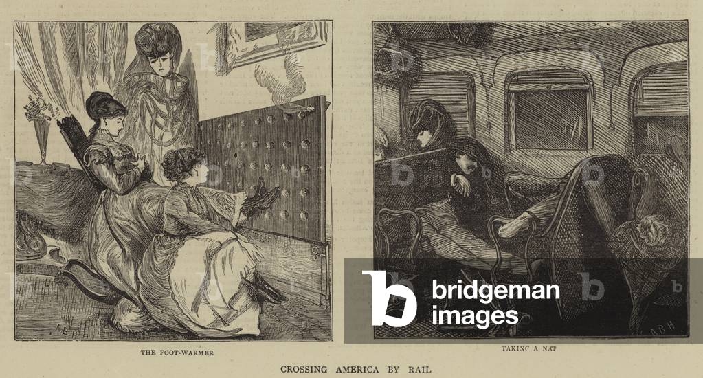 Crossing America by Rail (engraving) by Arthur Boyd Houghton, b/w