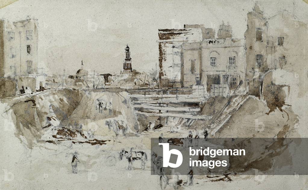 Immagine di Disegno "Costruzione della ferrovia di Londra e Birmingham" 1835 di John Cooke Bourne