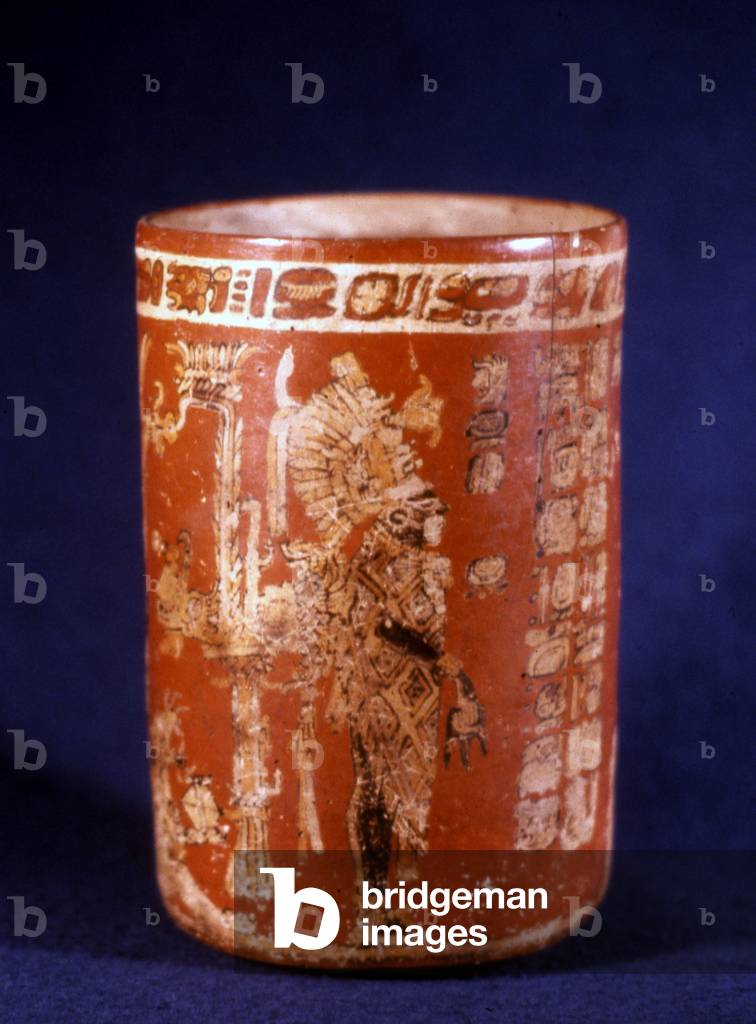 Vaso funerario maya da Uaxactun, Guatemala, fase Tepeu (ceramica)
