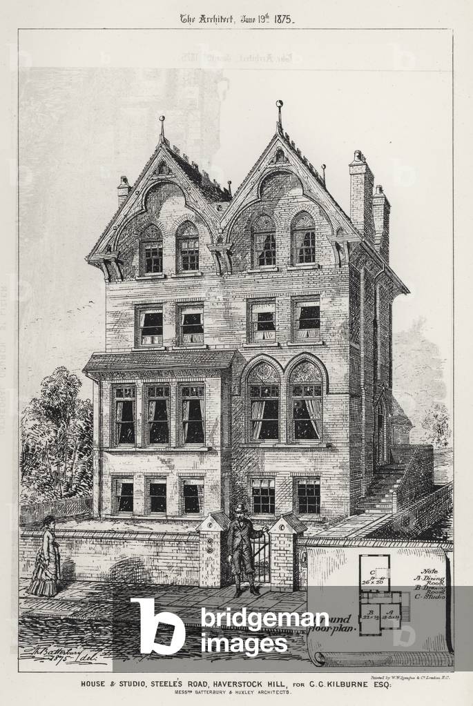 Casa e Studio, Steele Road, Haverstock Hill, per G G Kilburne, Esquire (incisione)