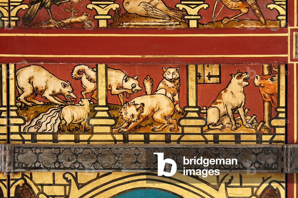 Grande libreria, 1859-62 (pino, intagliato, dipinto e dorato)