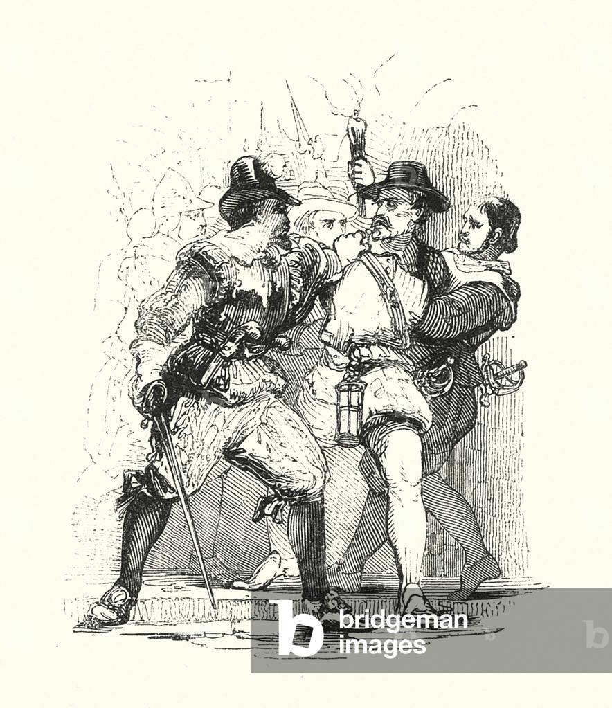 The seizure of Guy Fawkes, 1605 (engraving)
