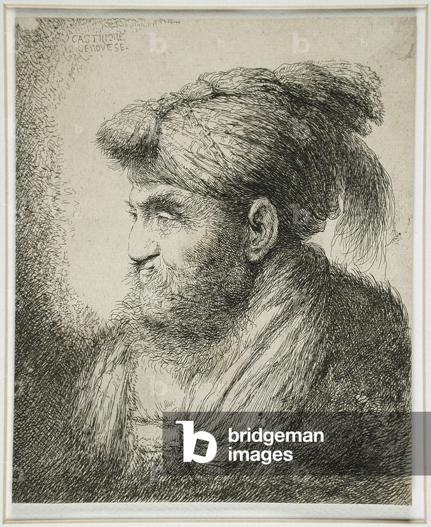 Bearded Man Wearing a Turban, 1647-51 (etching)