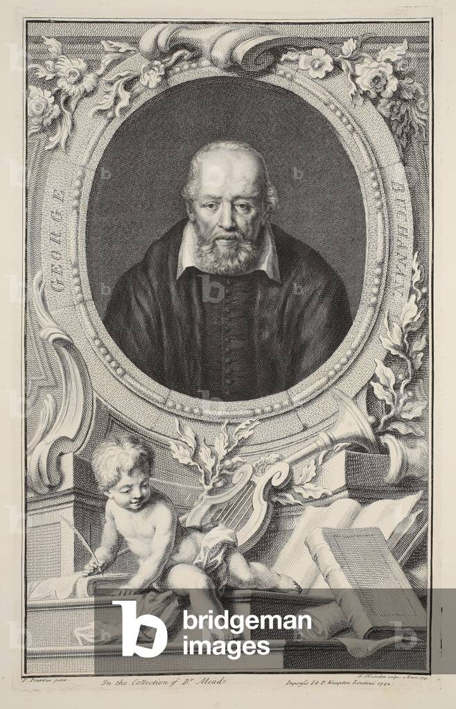 porträt von george buchanan, nach frans pourbus, illustration aus 'köpfe illustrious persons of Great Britanny