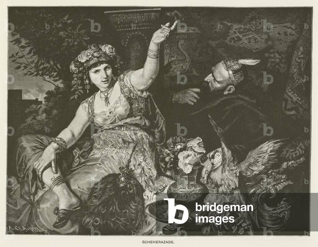"Scheherazade (incisione)" di Ferdinand Keller, b/w