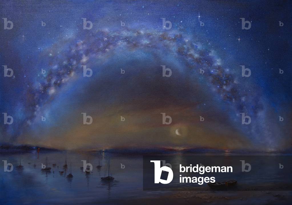 Celestial, 2016 (olio su tela) Via Lattea nel cielo notturno.