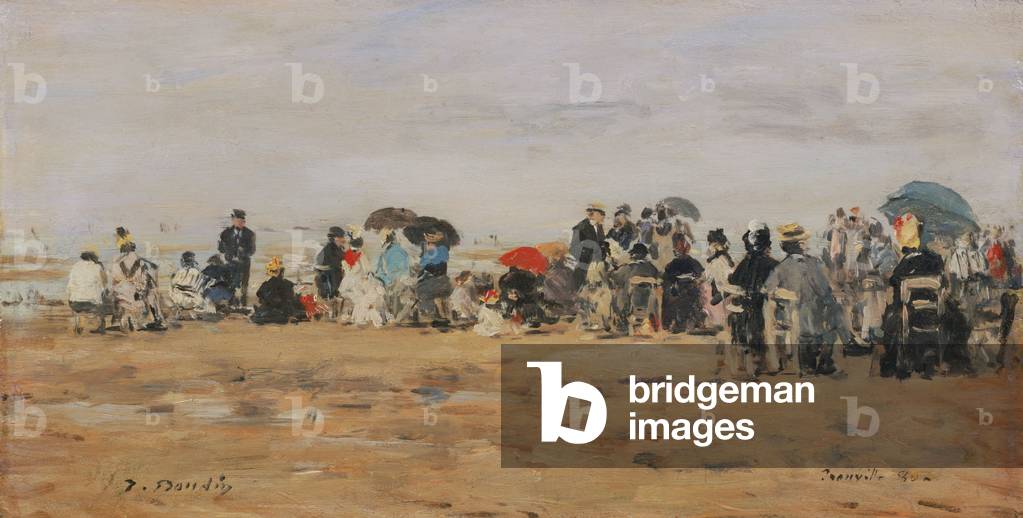 Strand in Trouville, 1880 (Öl auf Tafel)