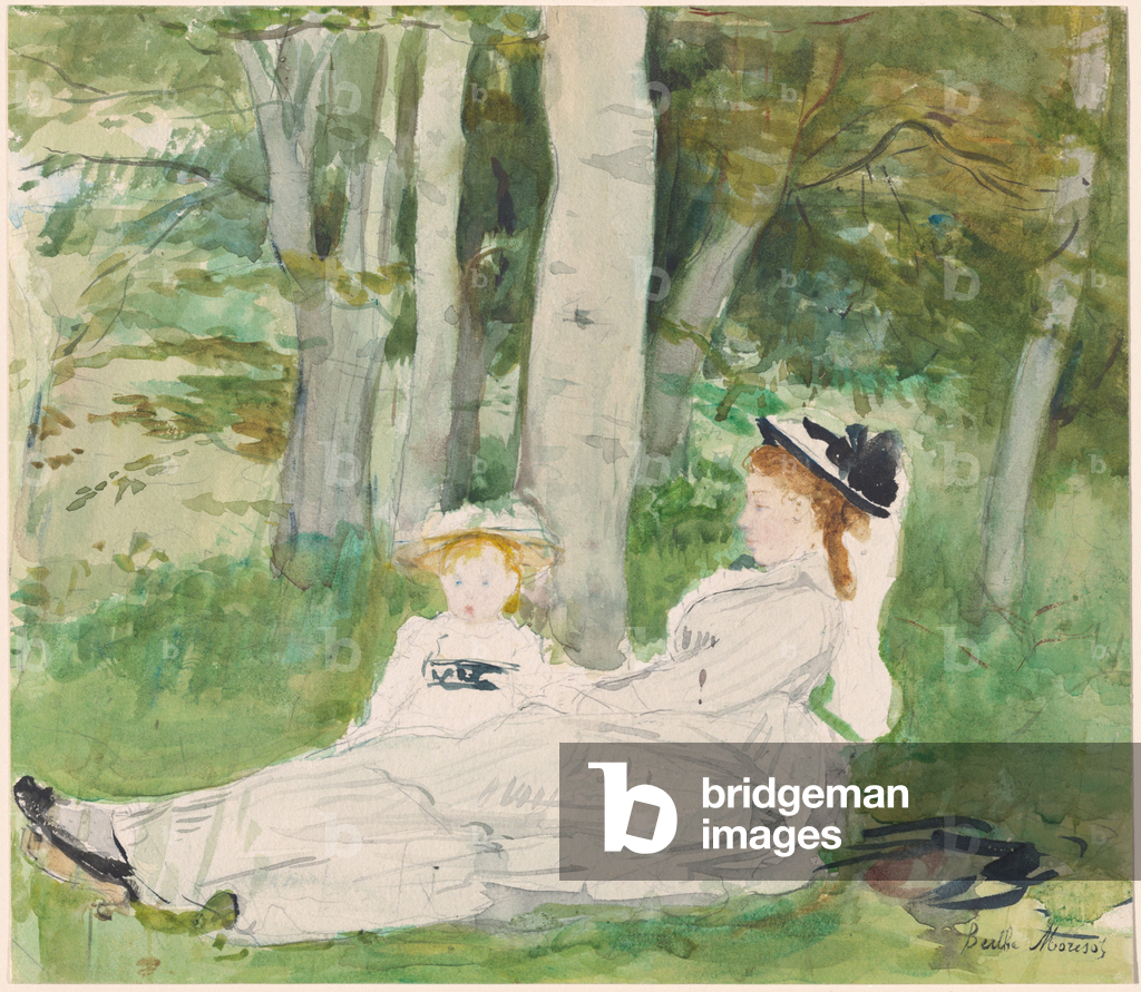 Bild von Zeichnung "Am Rande des Waldes (Edma und Jeanne)" 1872 von Berthe Morisot